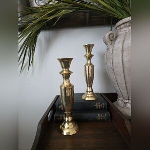 Vintage Brass Large Tall Taper Candlestick Holders 11' Set Of 2